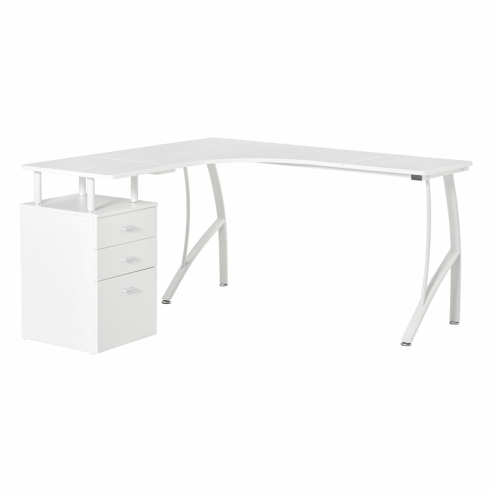 HOMCOM Schreibtisch in L-Form mit Schubladen weiß 143,5L x 143,5B x 76H cm