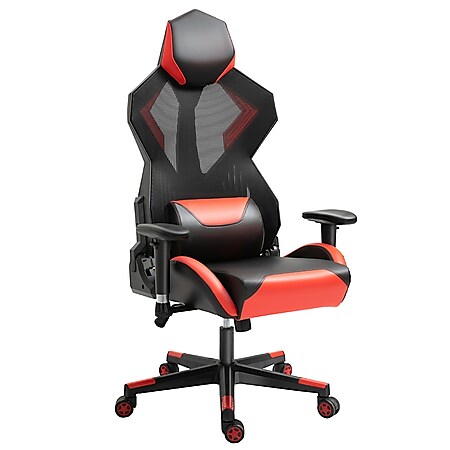 Vinsetto Gamingstuhl schwarz, rot 72 x 77 x 140 cm (BxTxH) | Gaming Chair Gamingsessel Computer Stuhl Drehstuhl - Bild 1