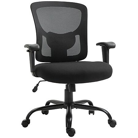Vinsetto Bürostuhl mit Armlehne schwarz 71B x 63,5T x 100-110H cm | bürostuhl mit rückenlehne  stuhl mit rollen  für büro und wohnzimmer - Bild 1