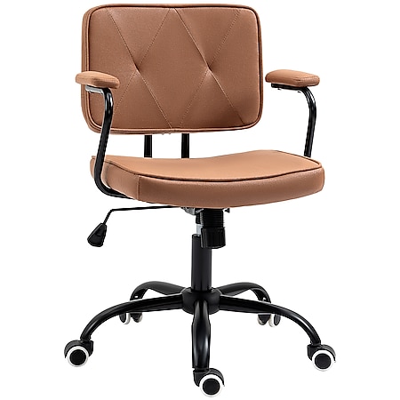 Vinsetto Bürostuhl mit Rollen braun 61L x 58B x 82-91H cm | computer-schreibtisch stuhl für zuhause  bürostuhl mit rollen - Bild 1