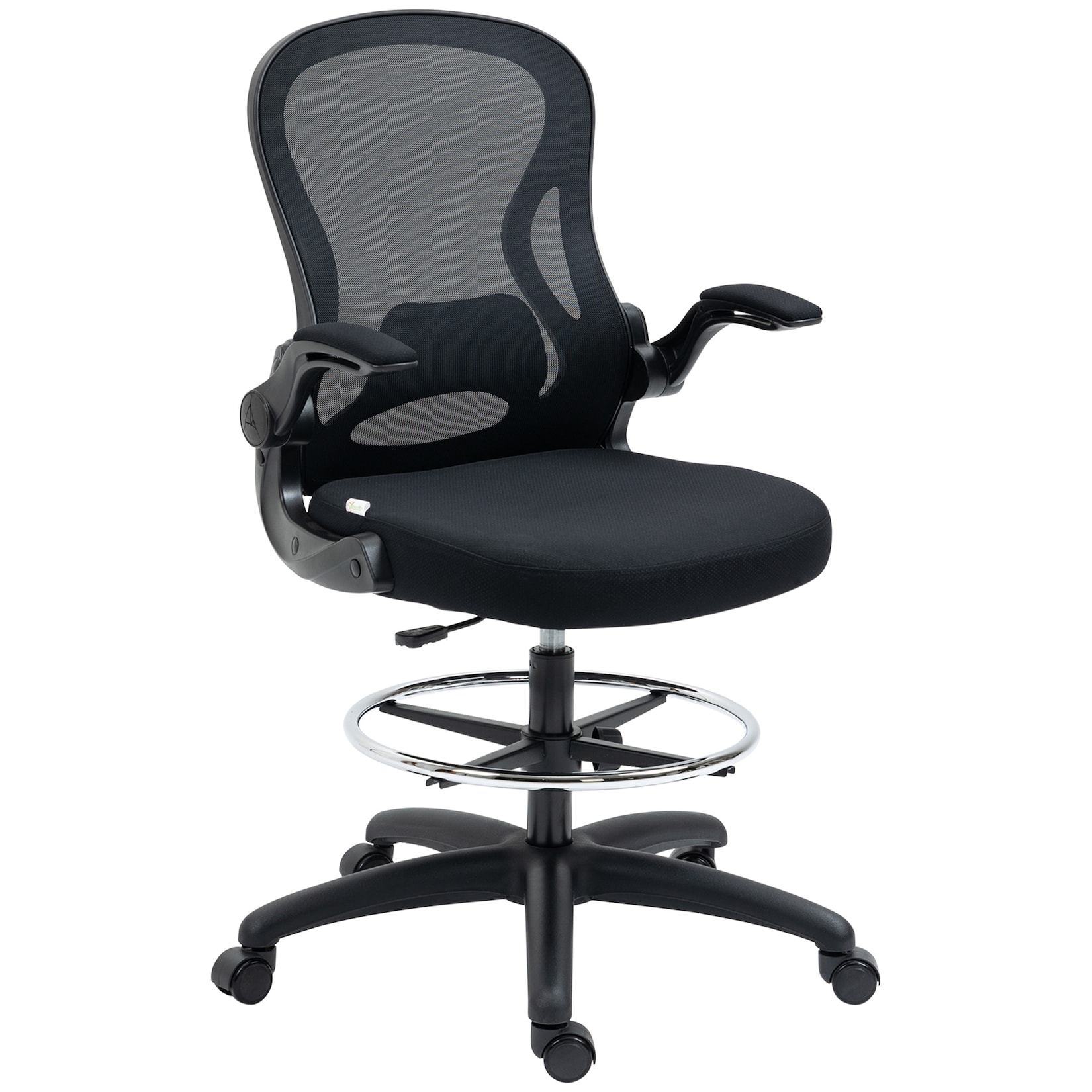 Vinsetto Bürostuhl ideal für Sitz und Stehplätze mit Armlehnen schwarz 59L x 65B x 110-130H cm