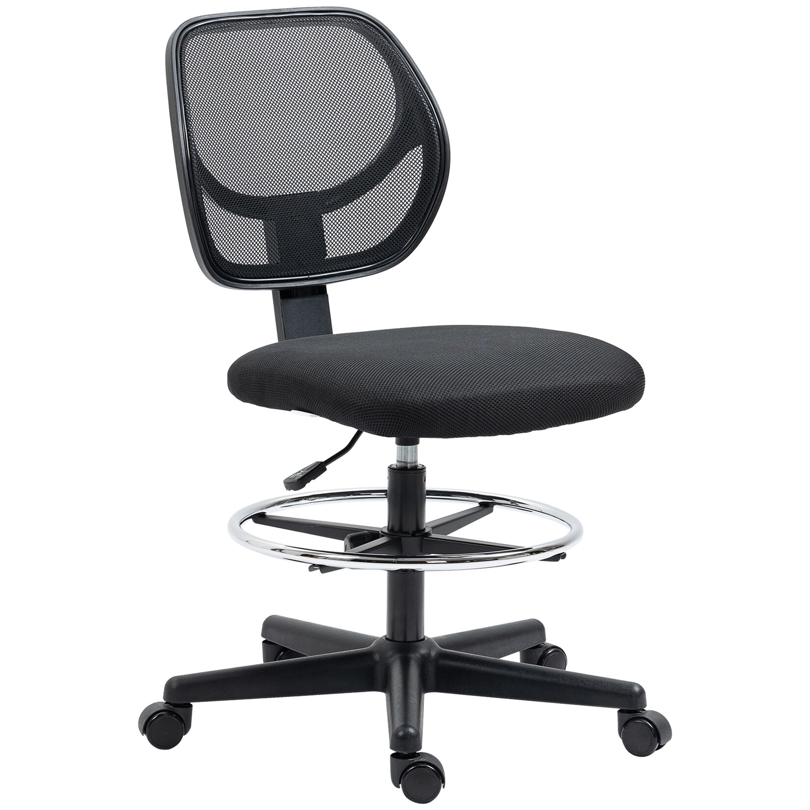 Vinsetto Bürostuhl ideal für Sitz und Stehplätze mit Fußstütze schwarz 59L x 61B x 93-113H cm
