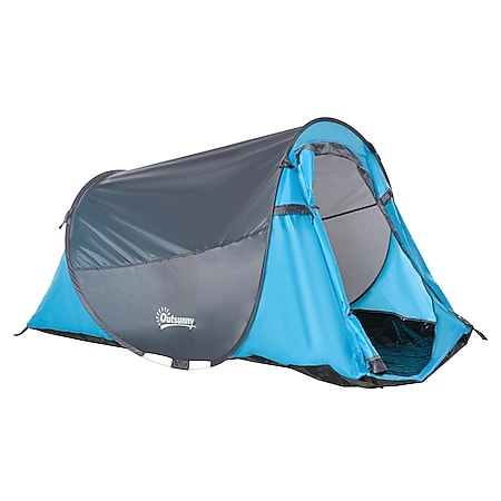 Outsunny Campingzelt für 1-2 Personen blau, grau 220 x 108 x 110 cm (LxBxH) | Pop Up Zelt Multifunktionszelt Sonnenschutz Zelt - Bild 1