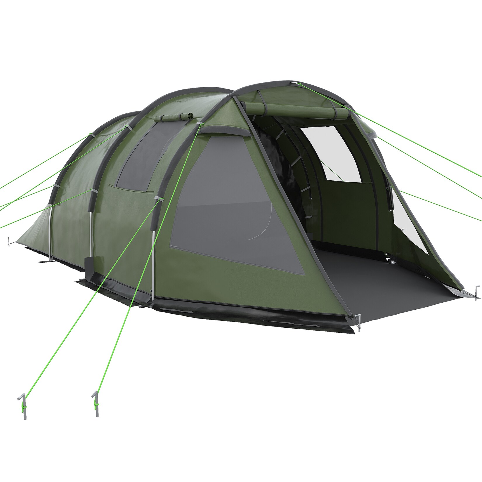 Outsunny Campingzelt mit Reißverschluss und Doppeltüren grün 475L x 264B x 172H cm
