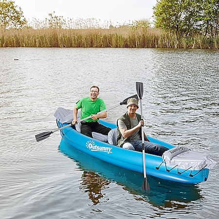 Outsunny Aufblasbares Kajak mit Pumpe und bunt 330L x x 50H cm | aufblasbare schlauchboot kanu luftpumpe 2-personen pvc online kaufen bei Netto