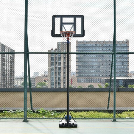HOMCOM Kinder Basketballständer und Korb Höhenverstellbar  Dunkelpurpurn+Weiß+Gelb 58,5x56x137 cm