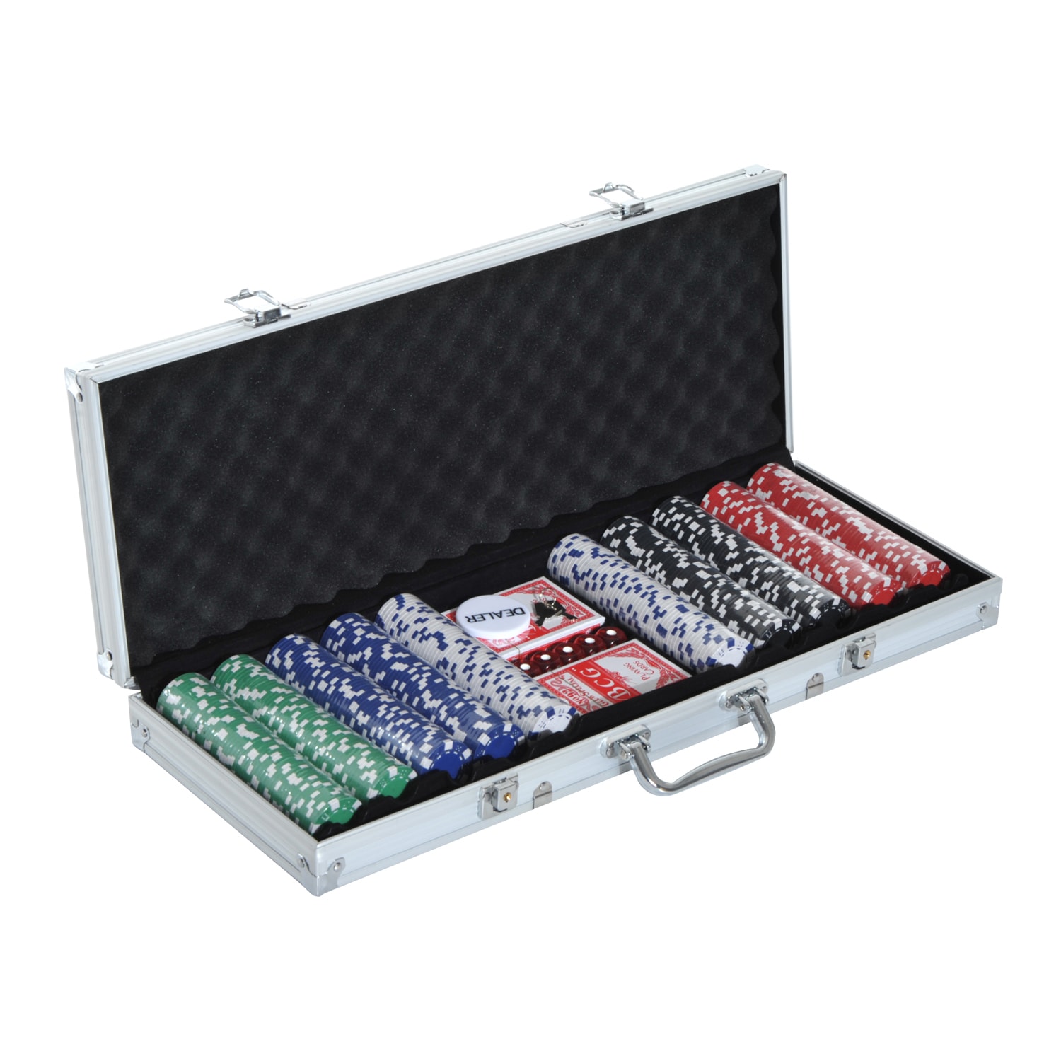 HOMCOM Pokerkoffer inklusive Pokerset silber 55.5 x 22 x 6.5 cm (LxBxH)