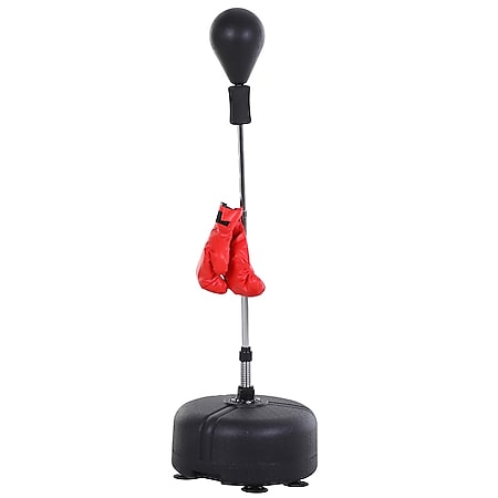 HOMCOM Punchingball-Set mit Boxhandschuhe schwarz, rot 48 x 136-154 cm (ØxH) | Punchingball Standboxsack Standbox Boxtrainer - Bild 1