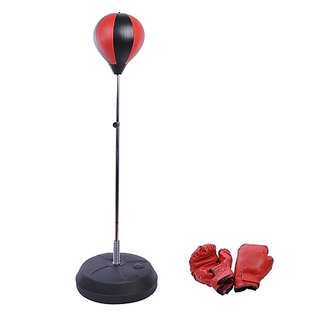 HOMCOM Punchingball-Set mit Boxhandschuhe schwarz, silber, rot | Punchingball Standboxsack Standbox Boxhandschuhe - Bild 1