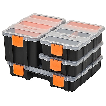 DURHAND Werkzeugaufbewahrung Box 4-teiliges set schwarz, orange | Aufbewahrungsbox Werkzeug Sortierkasten - Bild 1