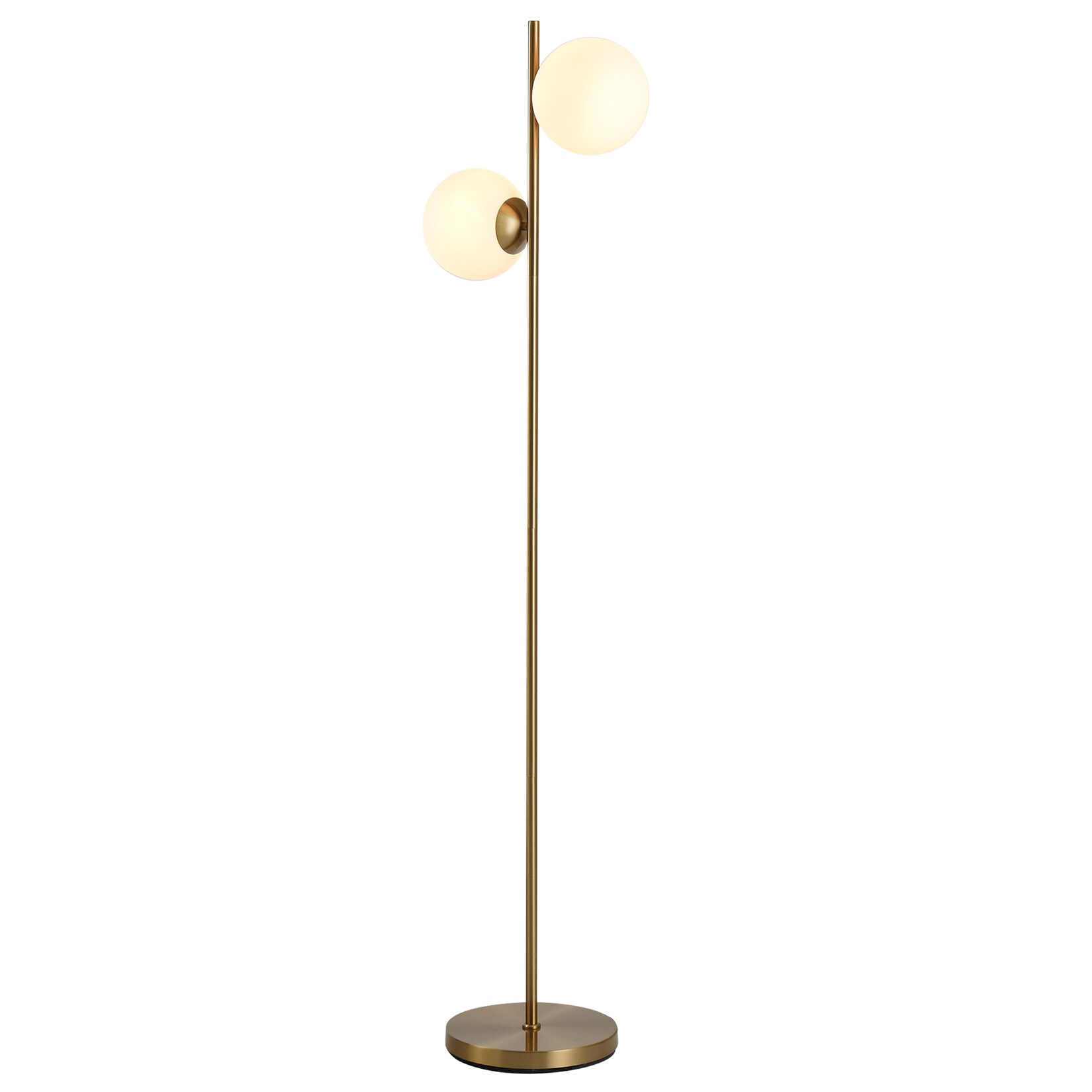 HOMCOM Stehlampe mit 2 Lampenschirmen gold, weiß 28 x 165 cm (ØxH)