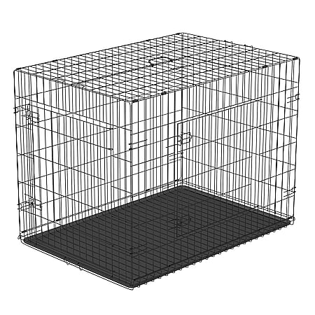 PawHut Transportkäfig für Kleintiere schwarz 76 x 53 x 57 cm (LxBxH) | Hundebox Hundekäfig Hunde Transportbox Reisebox - Bild 1