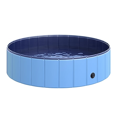 PawHut Hundepool mit Wasserablassventil blau 120 x 30 cm (ØxH) | Hundebadewanne Badewanne Swimmingpool Wasserbecken - Bild 1