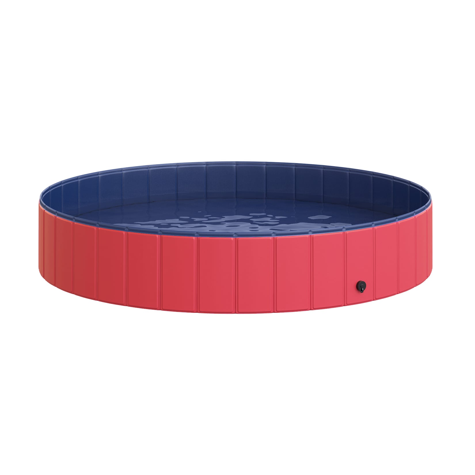 PawHut Hunde Swimmingpool mit Wasserablassventil rot, blau 160 x 30 cm (ØxH)