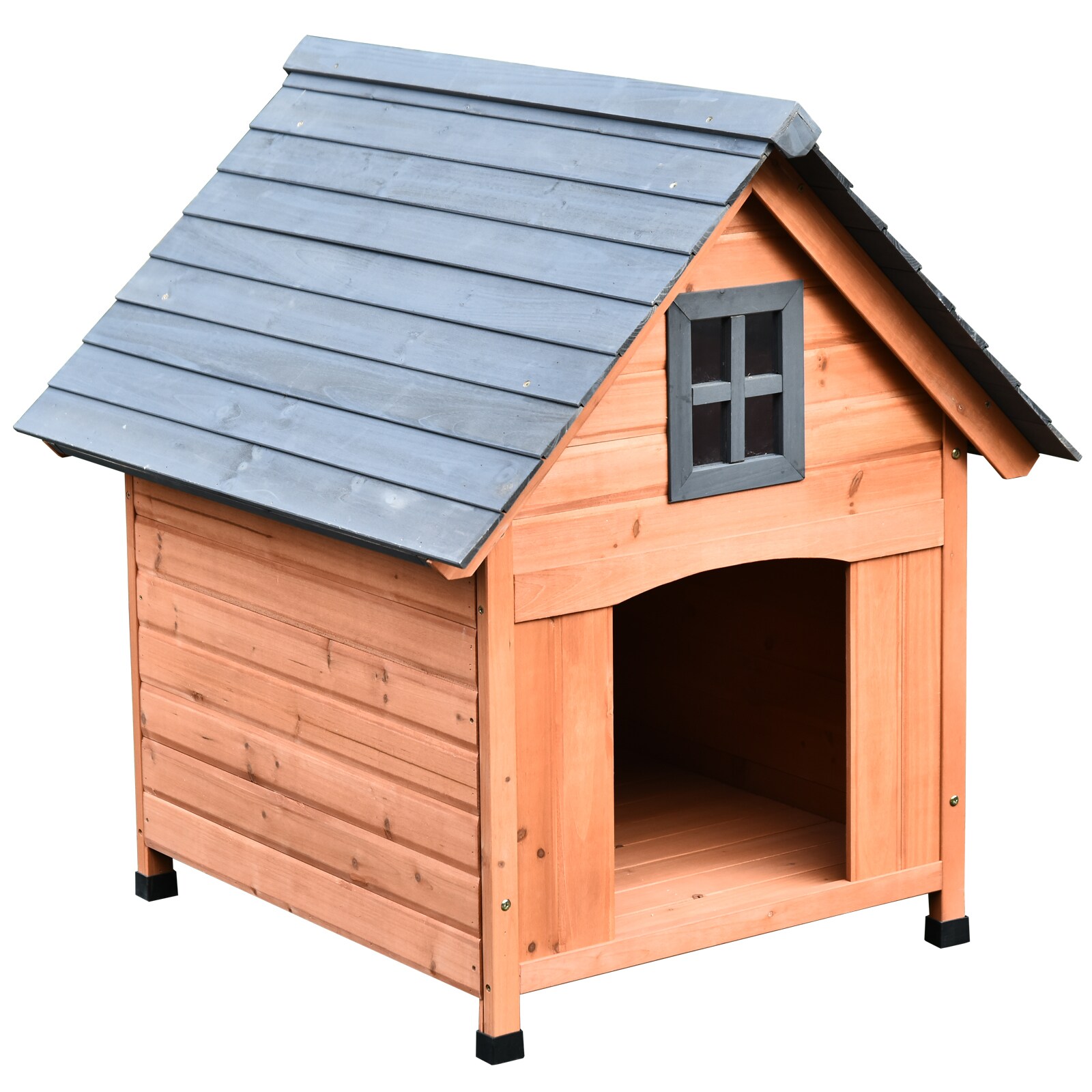 PawHut Hundehütte im Kabinenstil natur 81,3 x 91,5 x 98,5 cm (LxBxH) Hundehaus Hundehöhle Hütte für Hunde Hundeholzhütte