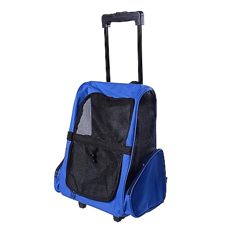 PawHut 2 in 1 Hundetasche als Trolley oder Rucksack verwendbar blau 36 x 30 x 49 cm (LxBxH) | Tragetasche Transporttasche Rucksack Trolley - Bild 1
