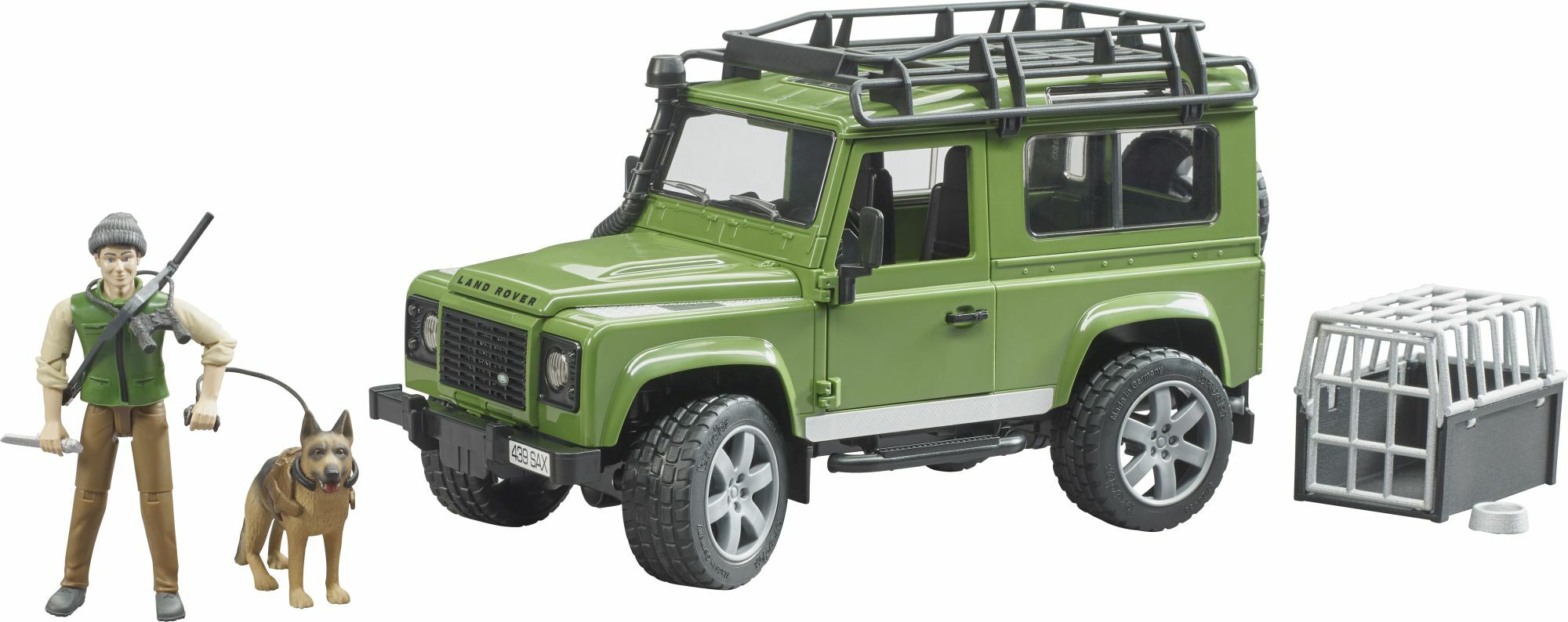bruder 02587 Land Rover Defender Station Wagon mit F&ouml;rster und Hund - Bild 1