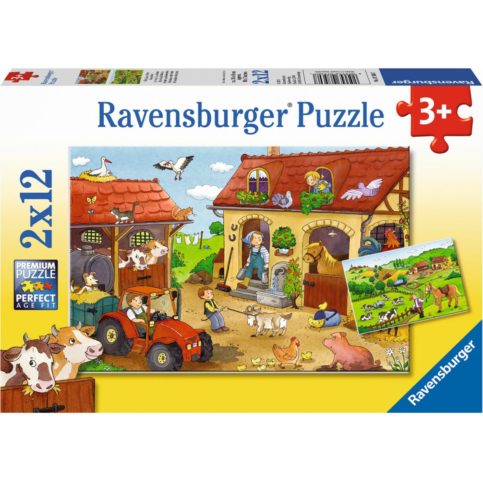 Ravensburger Kinderpuzzle - 07560 Flei&szlig;ig auf dem Bauernhof - Puzzle f&uuml;r Kinder ab 3 Jahren, mit 2x12 Teilen - Bild 1