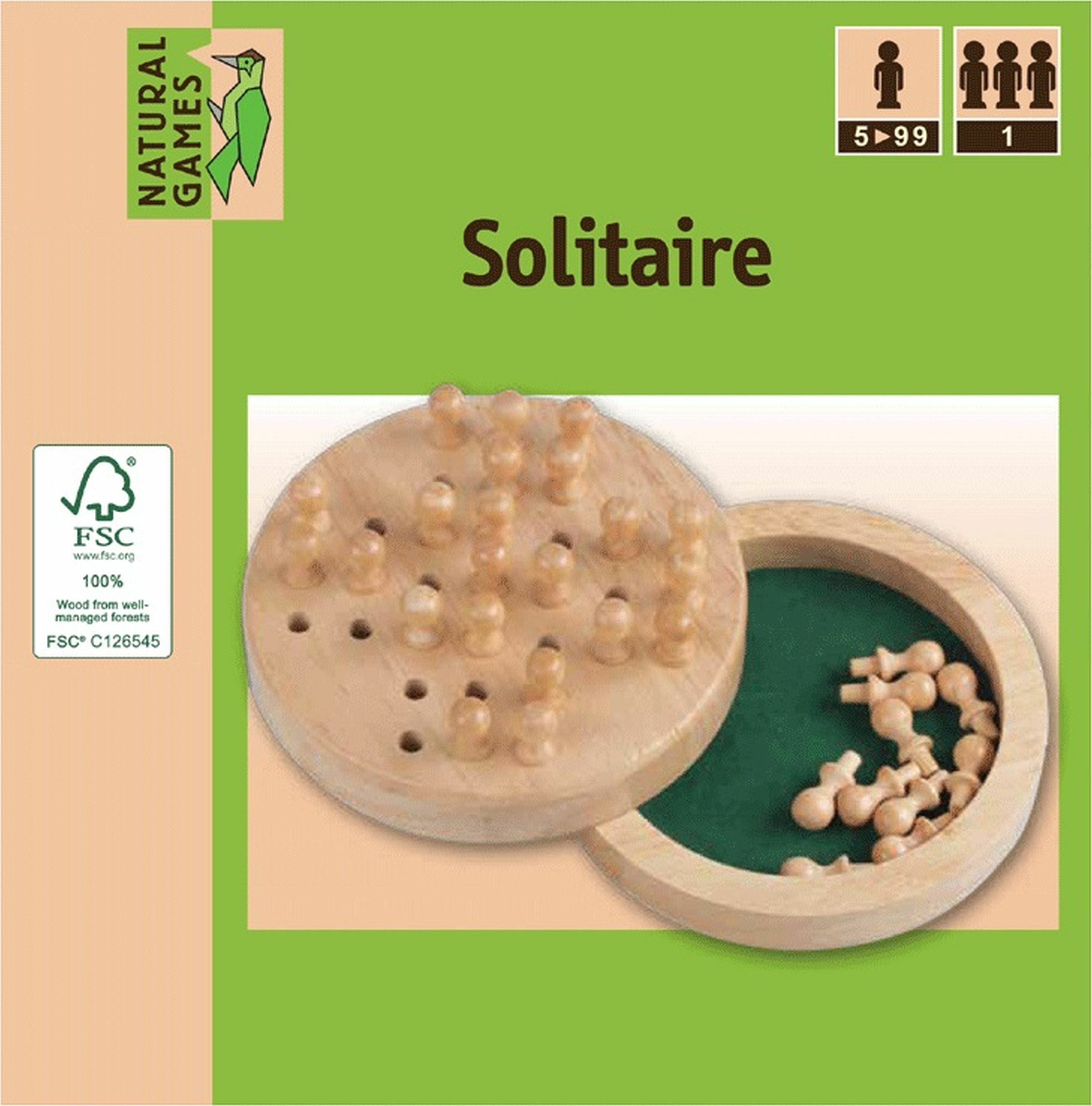 Natural Games Solitaire Holz 12 cm - Bild 1
