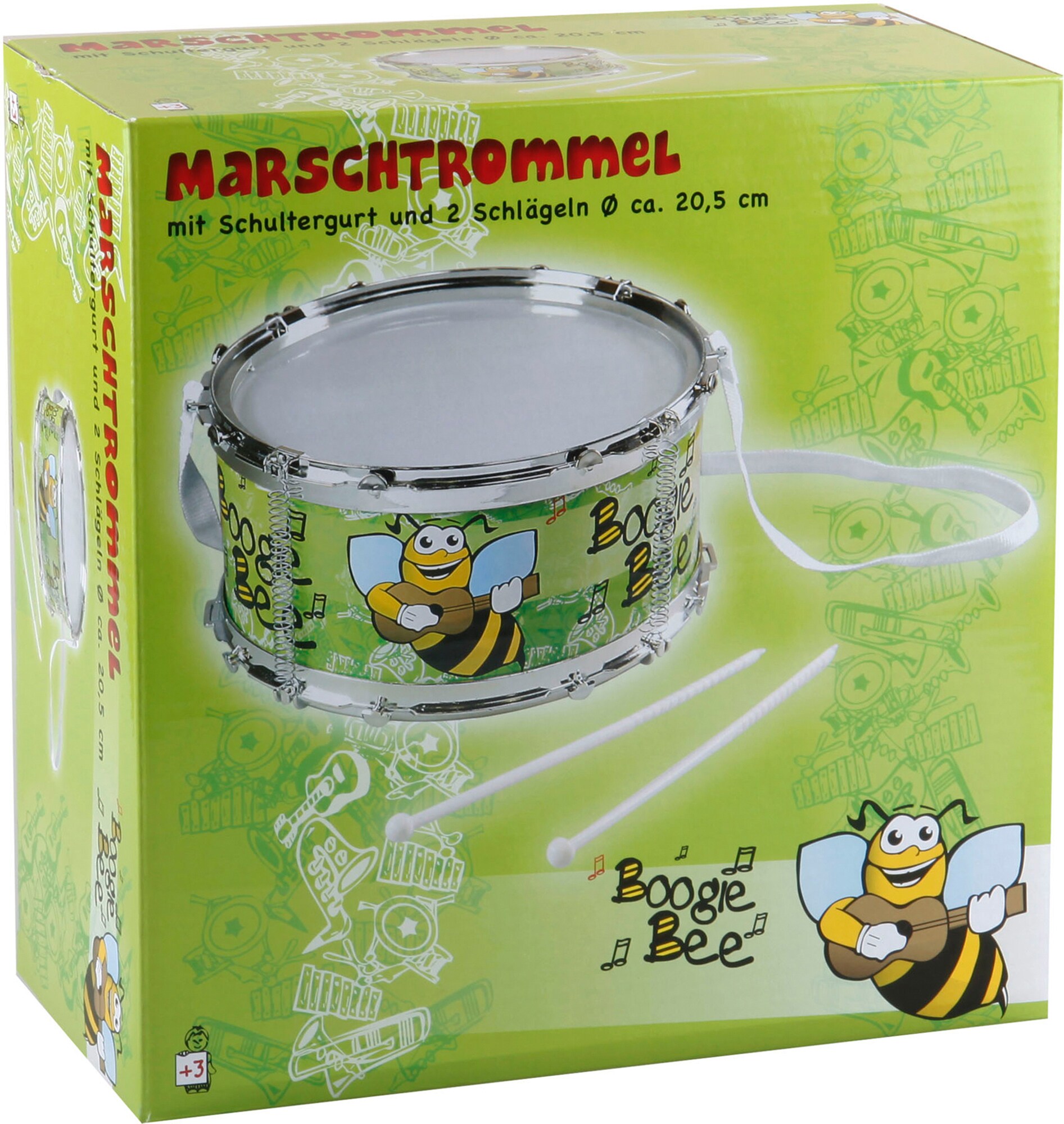 Boogie Bee Marschtrommel mit Trommelst&ouml;cken, #20,5 cm - Bild 1