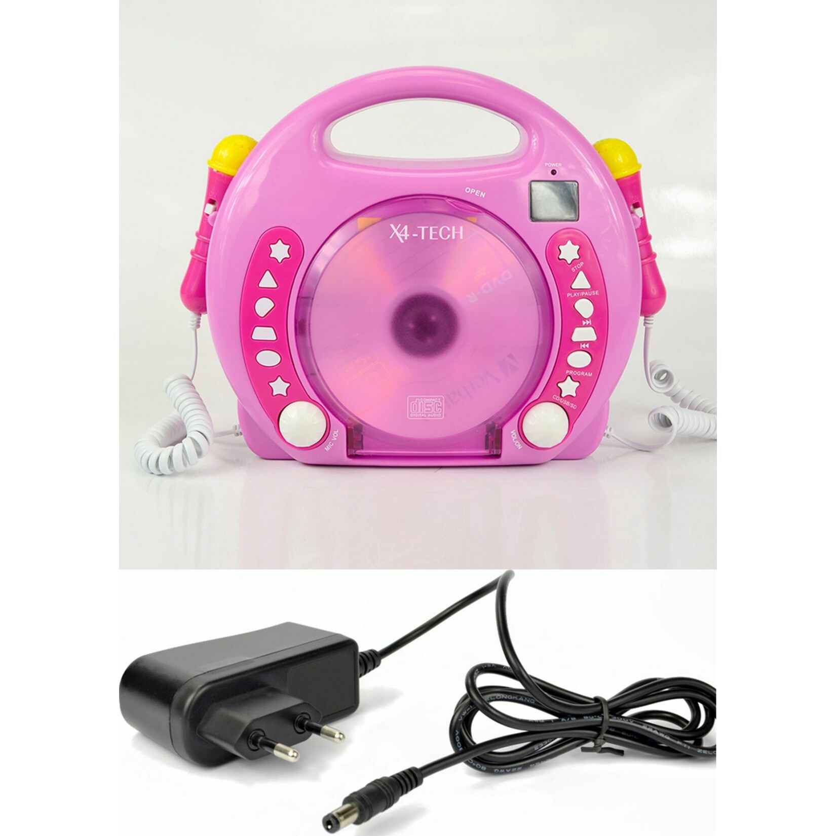 X4-Tech Karaoke CD Player MP3 2 Mikros pink + Netzteil - Bild 1