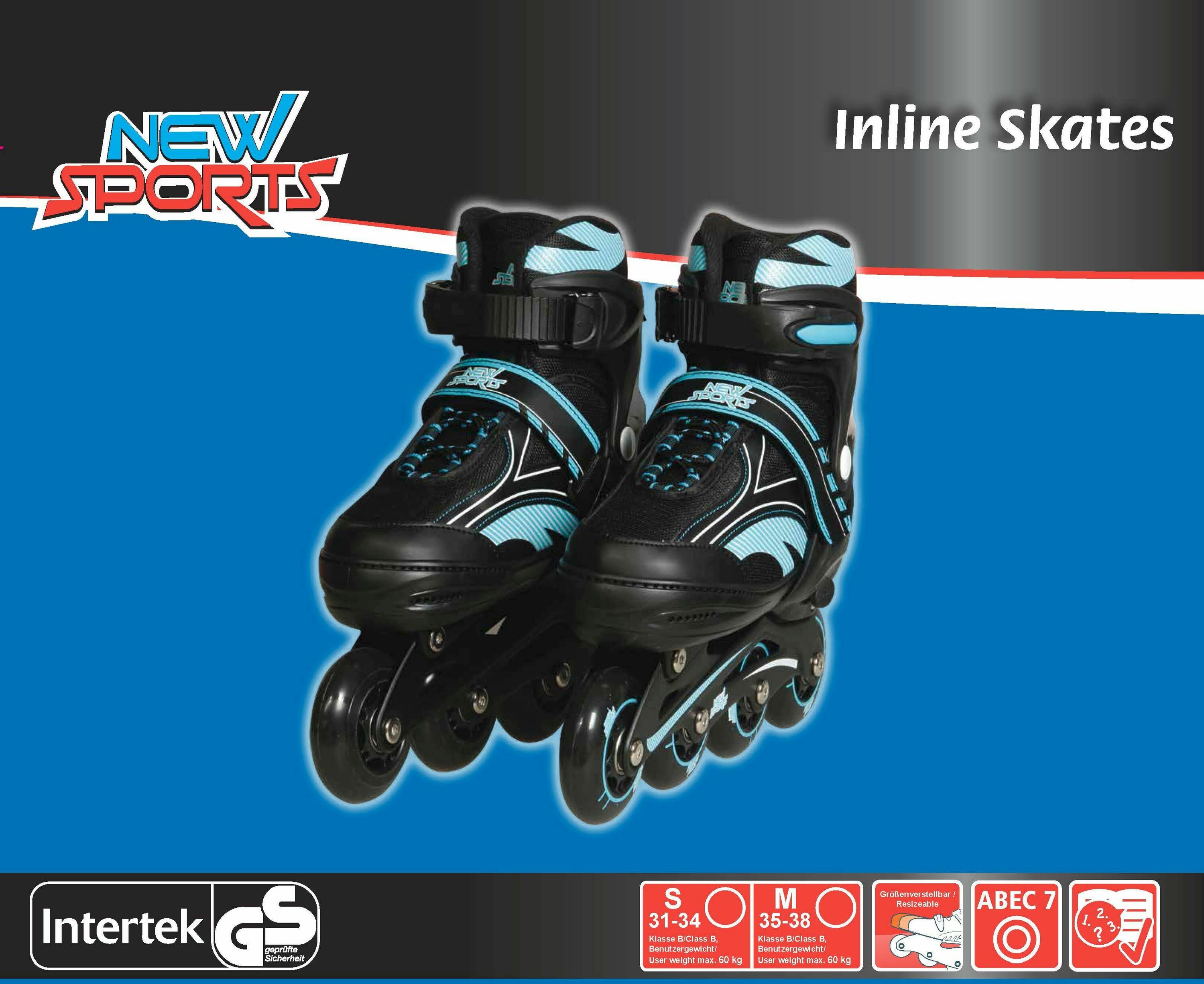 New Sports Inliner Blau, ABEC 7, Gr&ouml;&szlig;e 31 - 34 - Bild 1