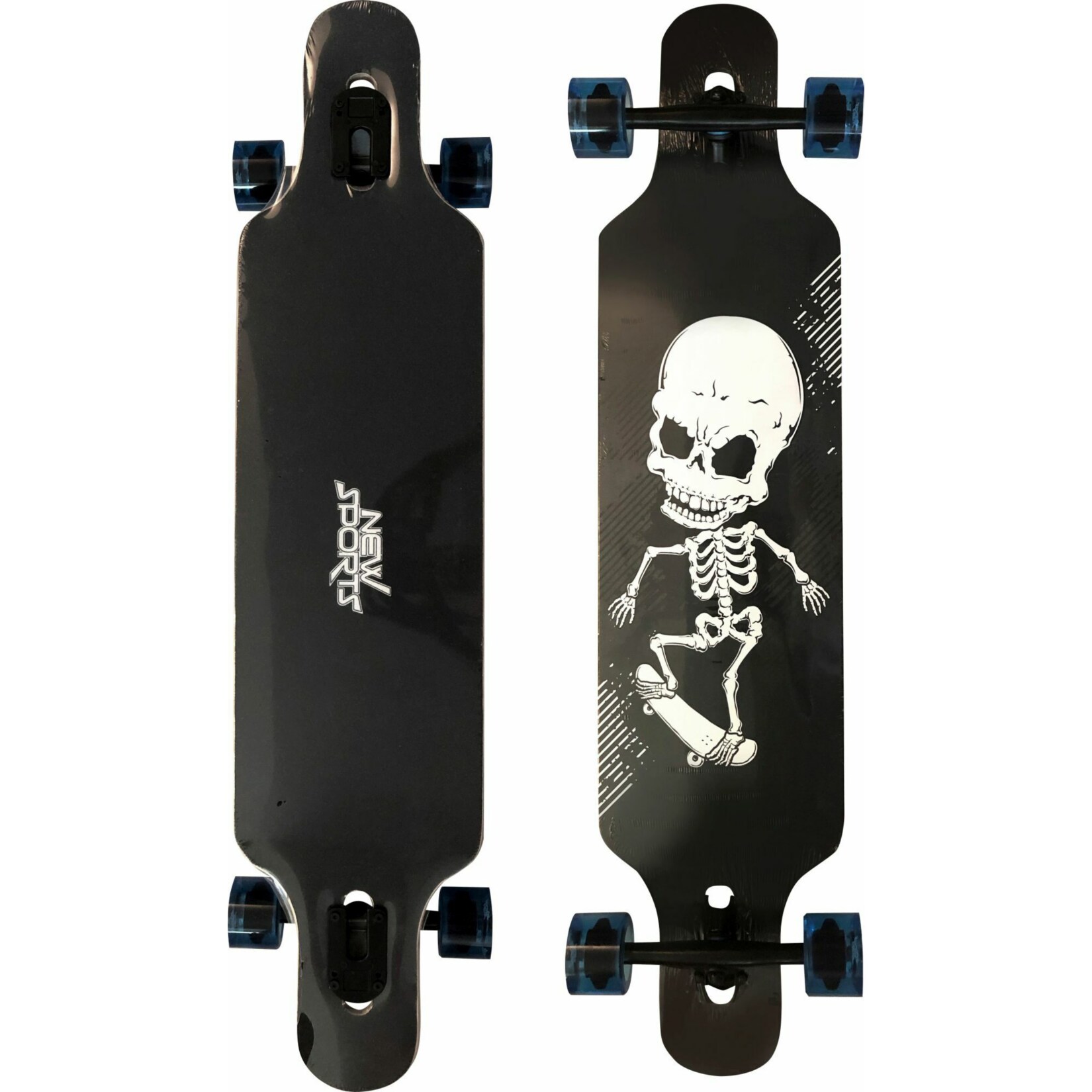 New Sports Longboard Skull, L&auml;nge 104 cm, ABEC 9 - Bild 1