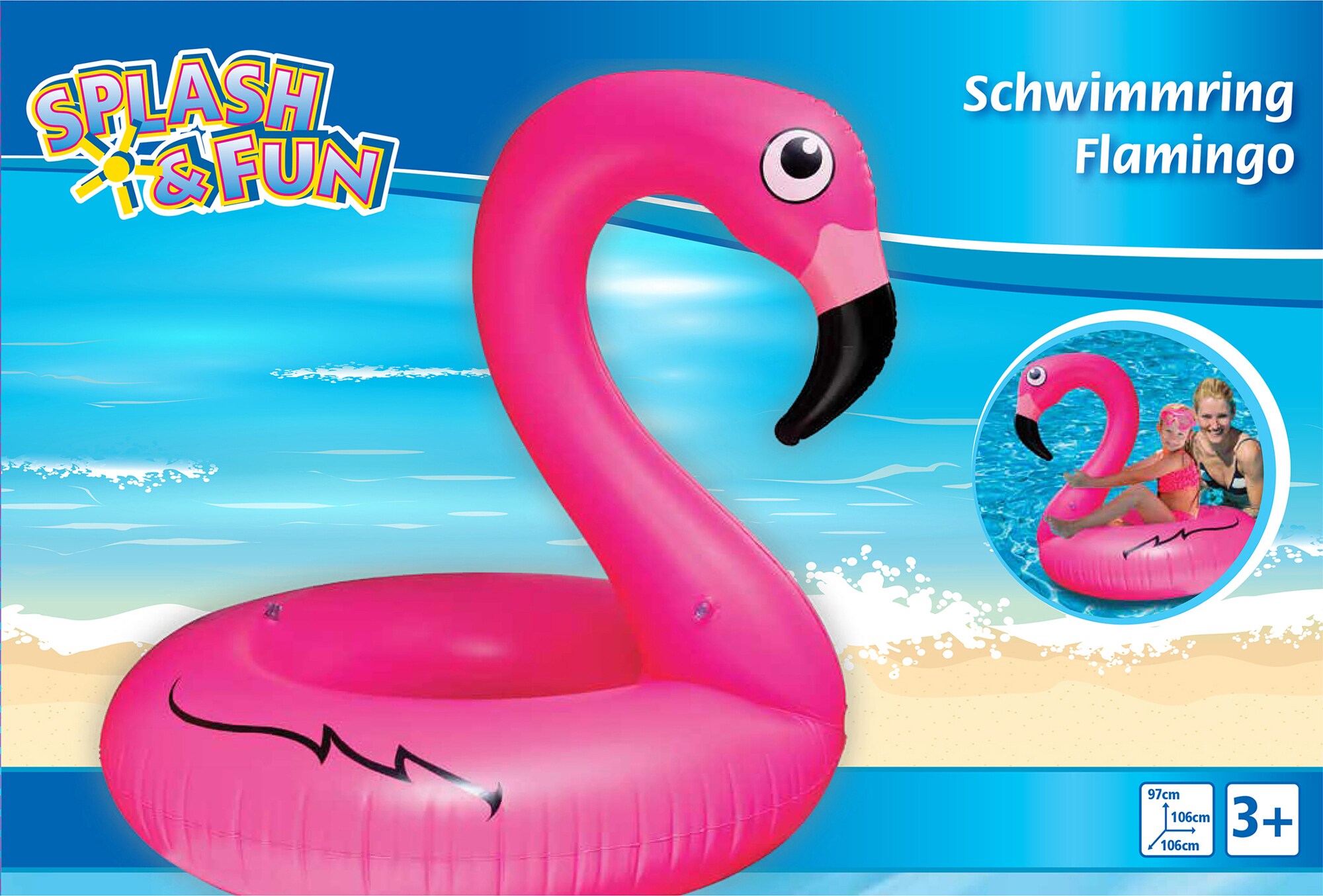 Splash & Fun Schwimmring Flamingo, 106x106x97 cm - Bild 1