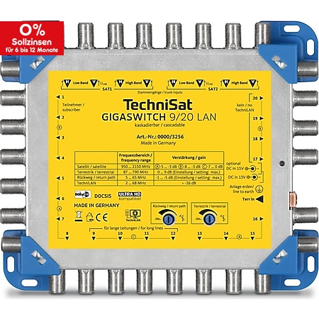 TechniSat GIGASWITCH 9/20 LAN, ultrakompakter Stand-alone Multischalter verteilt 2 Orbitpositionen - Bild 1