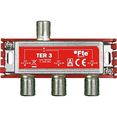 Fte maximal TER 3 terrestrischer Verteiler (3-Ausgänge, 5-1000 MHz, Classe A, F-Anschluss, Schirmungsmaß: > 100 dB) - Bild 1