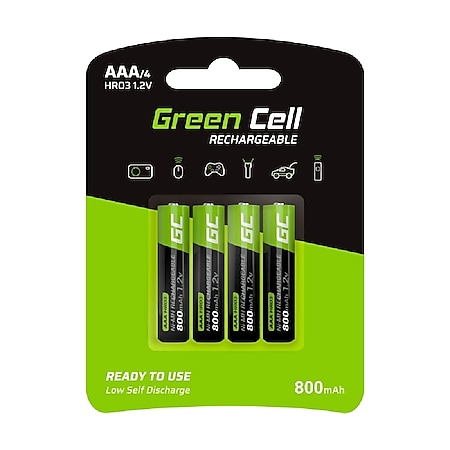 Green Cell 4x Akkumulator AAA HR03 800mAh Akkus Batterien (Nickel-Hydrid-Akku, Spannung von 1,2V, lange Lebensdauer, Temperaturbereich von -20 bis 60 ° C) - Bild 1