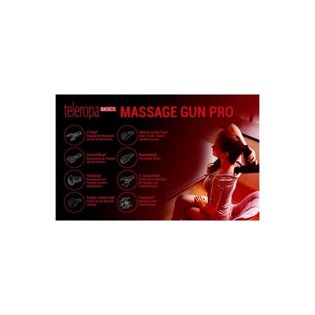 teleropa BASICS Massage Massagepistole Massageköpfe Netto Stufen 8 kaufen bei Gun 20 online Pro