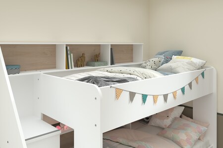 kaufen Parisot 1 Bettschubkasten Eiche 90*200 Etagenbett online Bibop Regalfächer Lattenrostplatten + bei mit Weiß Netto +
