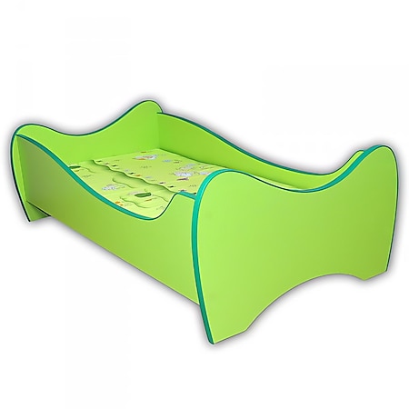 Kinderbett Curly inkl Rollrost mit geschwungenen Holzlatten + Matratze 70*140 cm grün - Bild 1