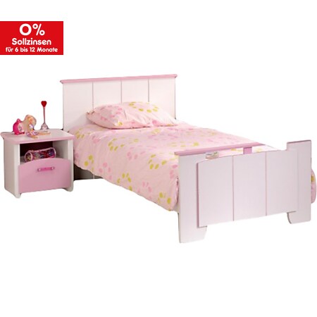 Kinderbett Biotiful Parisot inkl. Nachtkommode weiß - rosa - Bild 1