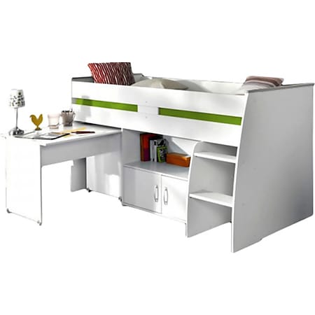 Hochbett Reverse Parisot weiß inklusive Schreibtisch + Kommode + Ablagefach + Lattenrostplatte - Bild 1