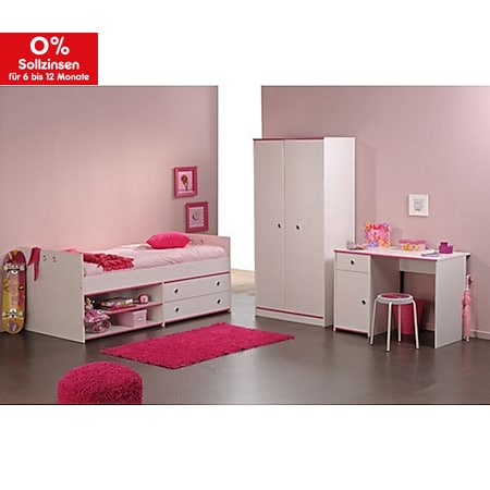 Kinderzimmer Smoozy 7 Parisot 3-tlg weiß Bett Kleiderschrank Schreibtisch  Funktionsbett online kaufen bei Netto