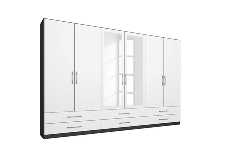 Kleiderschrank Levi grau - weiß 6 Türen B 271 cm - H 210 cm online kaufen  bei Netto