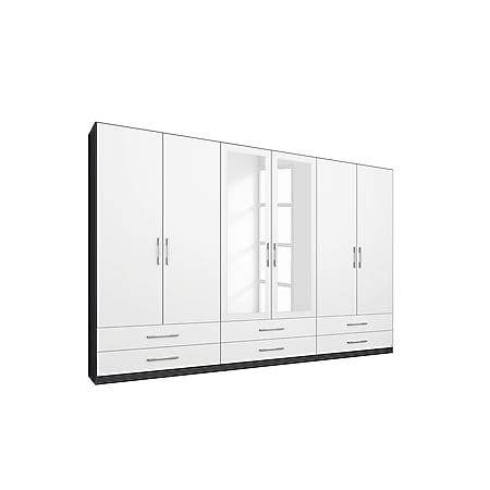 Kleiderschrank Levi grau - weiß 6 Türen B 271 cm - H 210 cm - Bild 1