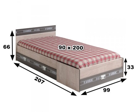 Jugendzimmer Fabric 12 Parisot 5-tlg grau Bett mit 3 Bettschubkästen +  Nachtkommode + Kleiderschrank + Schreibtisch online kaufen bei Netto