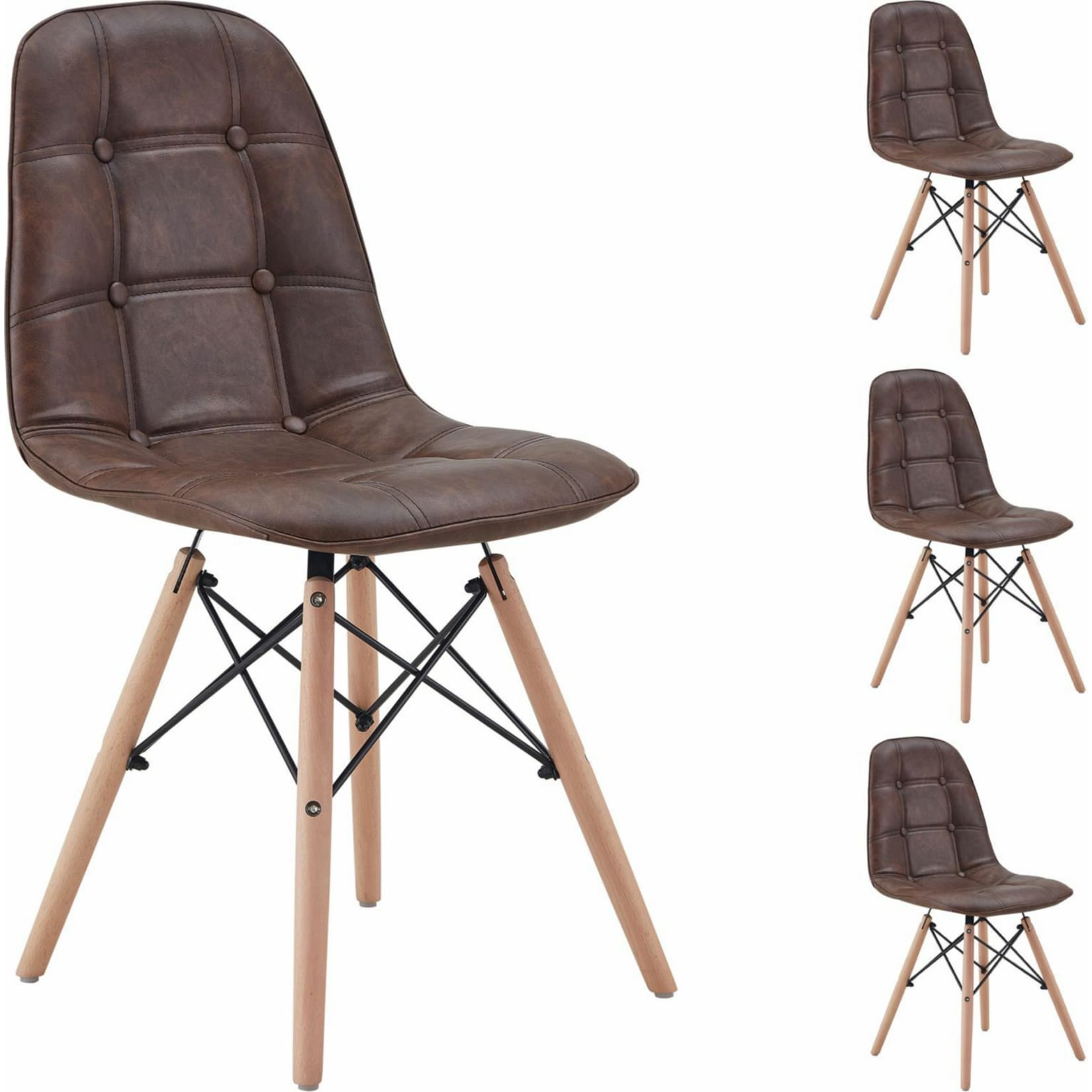 IDIMEX Esszimmerstuhl CESAR Vintage Stil braun in 4er Set - Bild 1