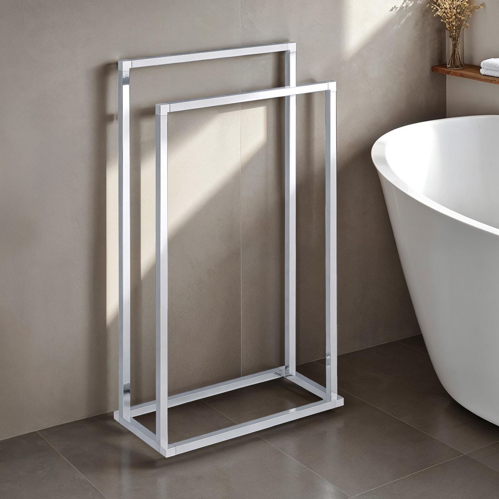 IDIMEX Handtuchhalter MAILO mit 2 Stangen – Grau | 04016787183399