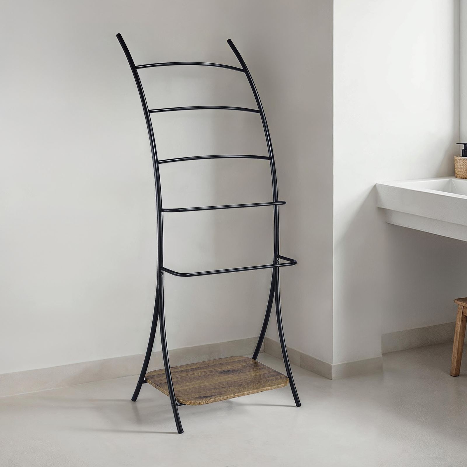 IDIMEX Handtuchhalter EDY mit 5 Handtuchstangen - Schwarz/Wildeiche - Bild 1