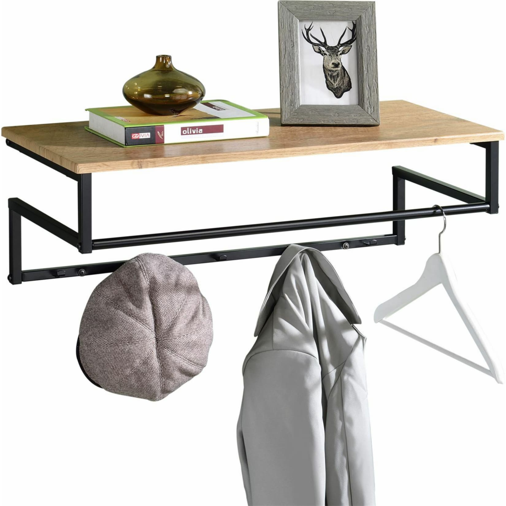 IDIMEX Wandgarderobe 5 Kleiderhaken 1 Kleiderstange MALAK - Bild 1