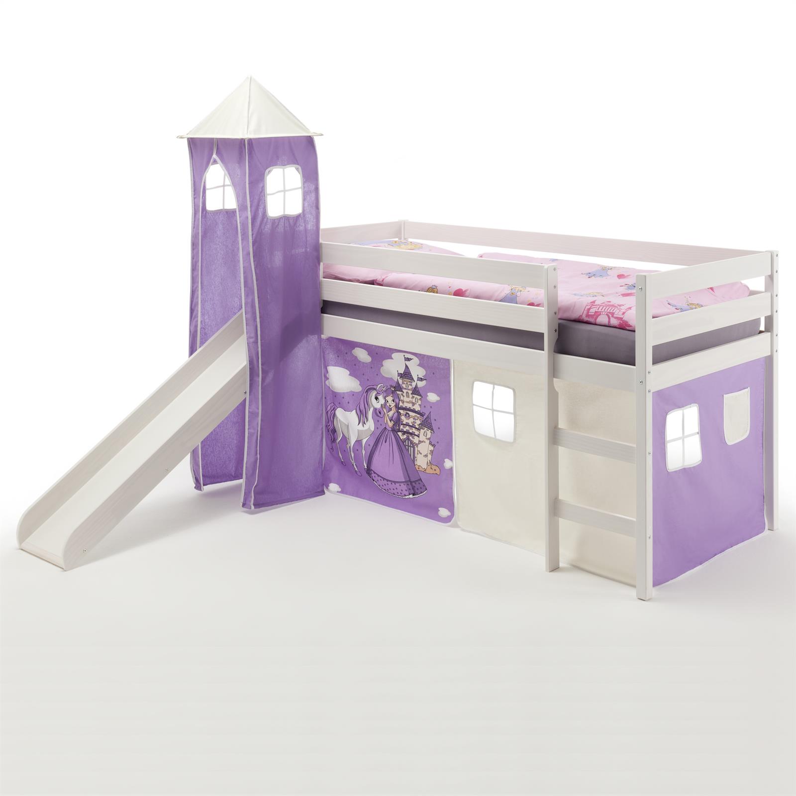 IDIMEX Hochbett mit Rutsche BENNY, Vorhang u. Turm Prinzessin - Bild 1