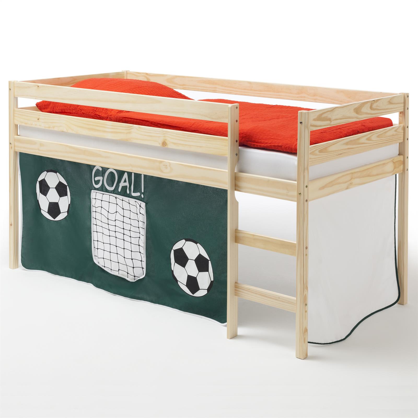 IDIMEX Hochbett ERIK Vorhang Fu&szlig;ball in natur - Bild 1