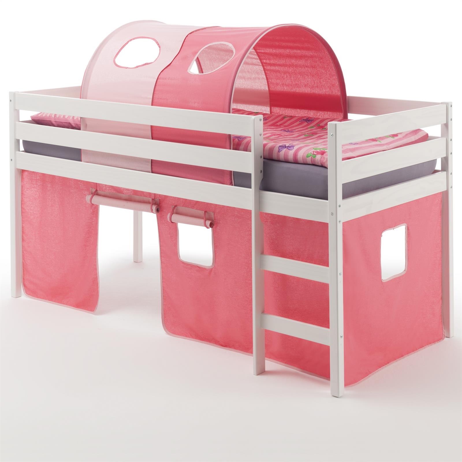 IDIMEX Hochbett ERIK Vorhang & Tunnel pink/rosa - Bild 1