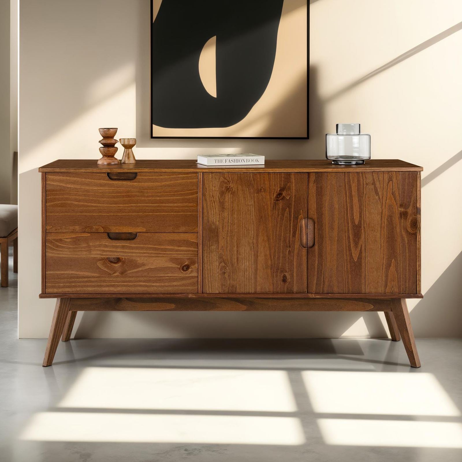 IDIMEX Sideboard TIVOLI mit 2 T&uuml;ren und Schubladen, Massivholz Kastanien farben - Bild 1