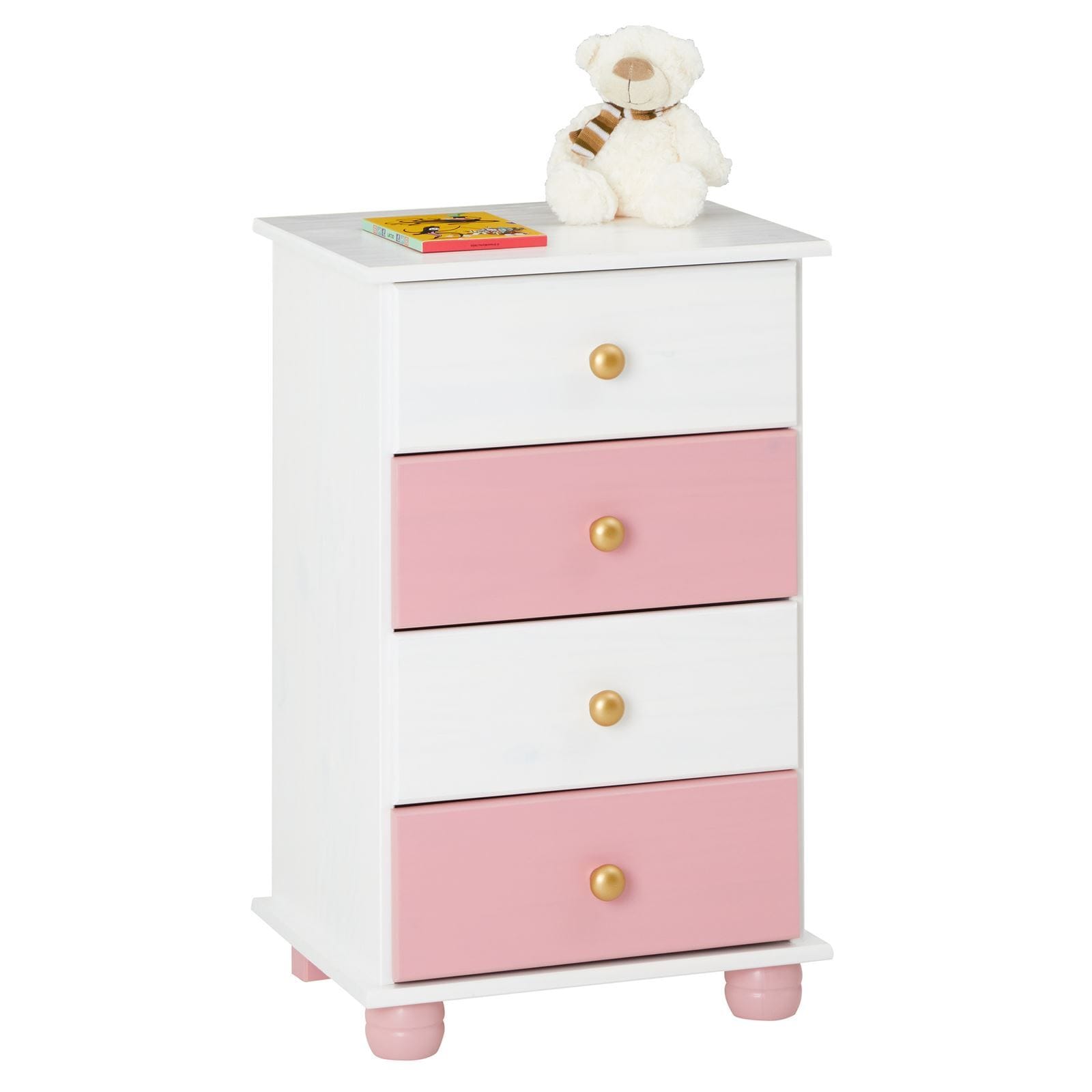 IDIMEX Kommode ISABELLA mit 4 Schubladen in wei&szlig;/rosa - Bild 1