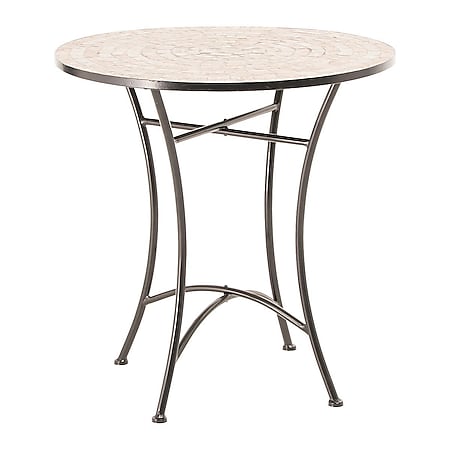 Gartentisch aus Metall mit Mosaikplatte, 70 cm ø Kemo Schwarz/Beige - Bild 1